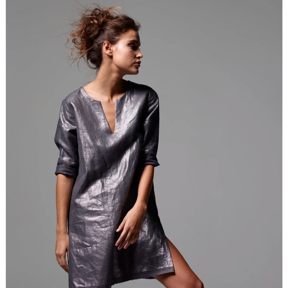 Harwood San Francisco Metallic Gray Linen tunic